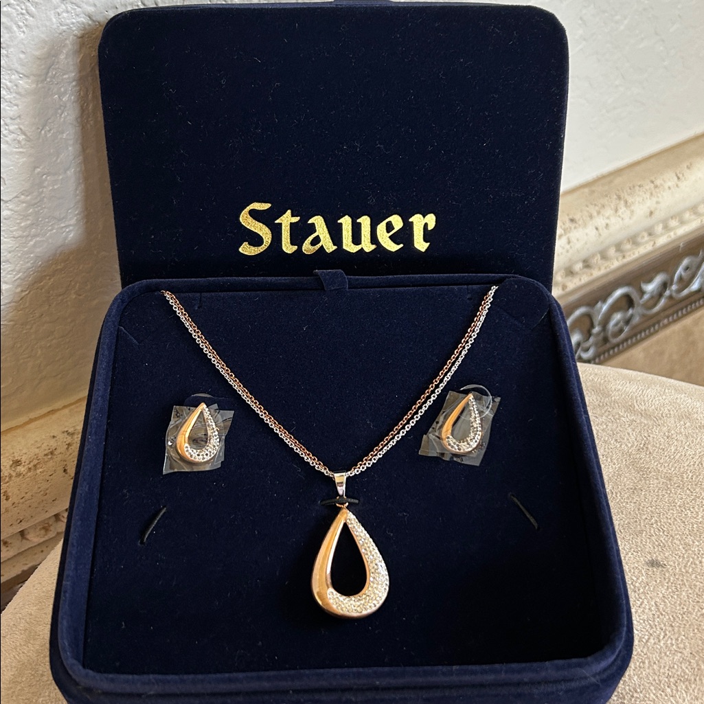 Stauer Diamondaura Set Rose Gold Silver